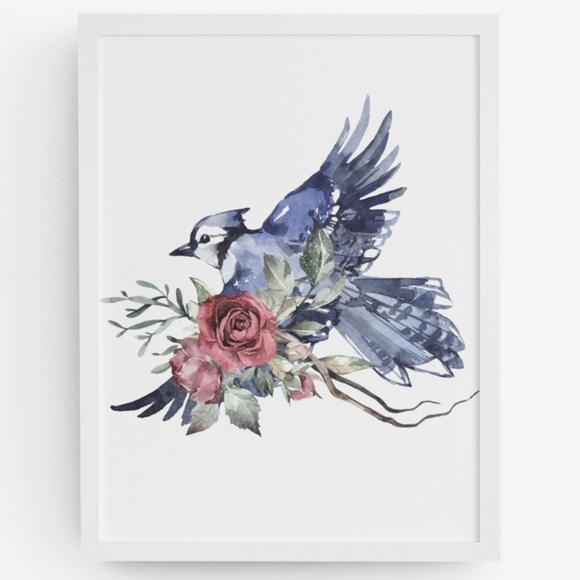 Watercolor Wall Art Blue Jay Illustration Print Poster Unframed - Picture 12 of 17